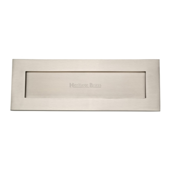 V850 356-SN • 356 x 112mm • Satin Nickel • Heritage Brass Victorian Sprung Flap Letter Plate